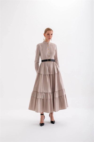 İzhar Elbise – Nervürllü, Uzun Kollu Elbise