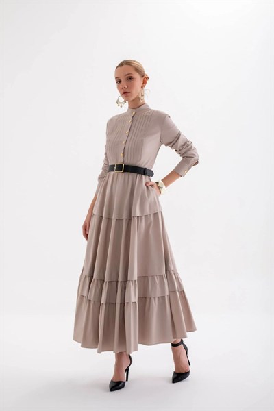 İzhar Elbise – Nervürllü, Uzun Kollu Elbise