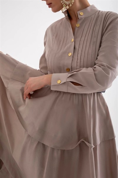 İzhar Elbise – Nervürllü, Uzun Kollu Elbise