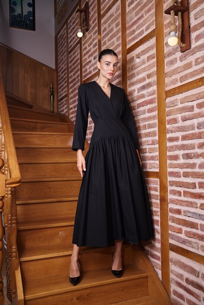 Nancy V Yaka Midi Elbise