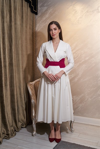 Nancy V Yaka Midi Elbise