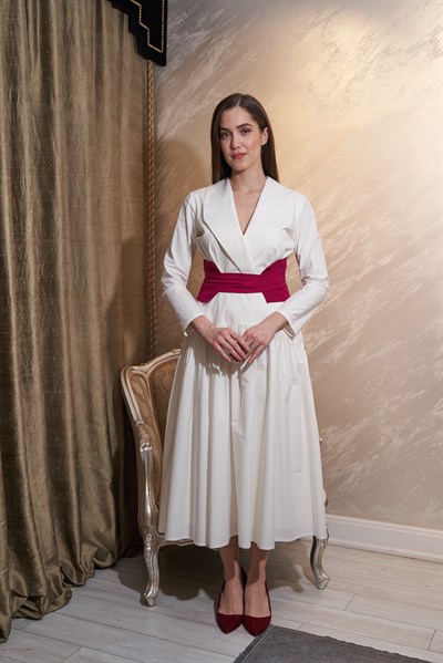 Nancy V Yaka Midi Elbise