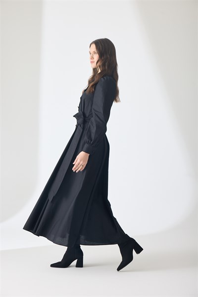 Trench Gömlek  Elbise Siyah