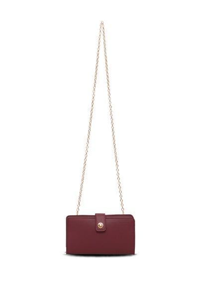 US25594 Bordo Uspolo Assn Zincir Askılıı Kadın Cüzdan