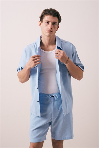 OVERSIZE FIT NAKIŞLI CEP DETAYLI GÖMLEK