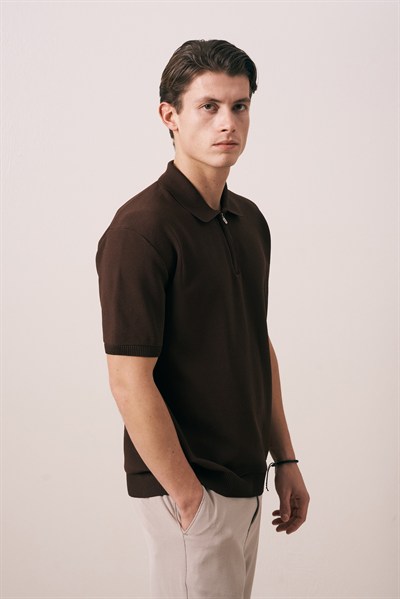 REGULAR FIT FERMUARLI POLO TRİKO T-SHIRT