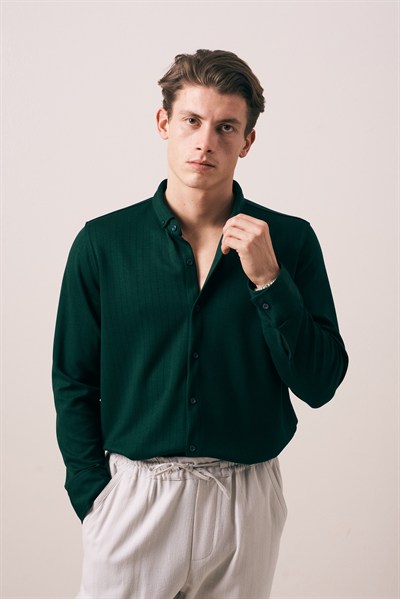REGULAR FIT OYSHO ÇİZGİ DOKULU GÖMLEK