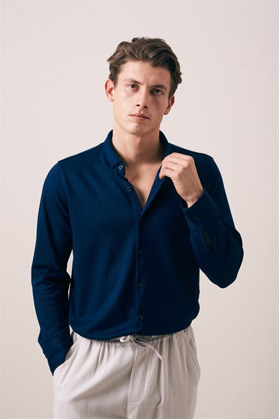 REGULAR FIT OYSHO ÇİZGİ DOKULU GÖMLEK