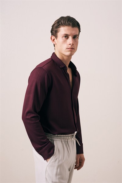 REGULAR FIT OYSHO ÇİZGİ DOKULU GÖMLEK