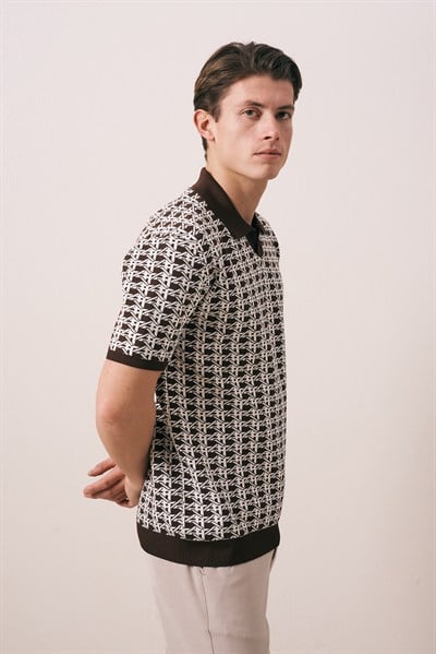 REGULAR FIT GEOMETRİK DESEN TRİKO POLO T-SHIRT