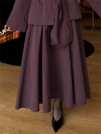 Lina Belted Kiloş Etek | Mürdüm