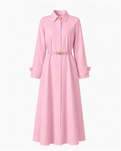 Manşetli Premium Gömlek Elbise | Pembe