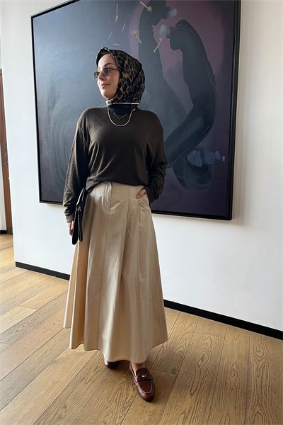 Pure Poplin Pile Etek Bej