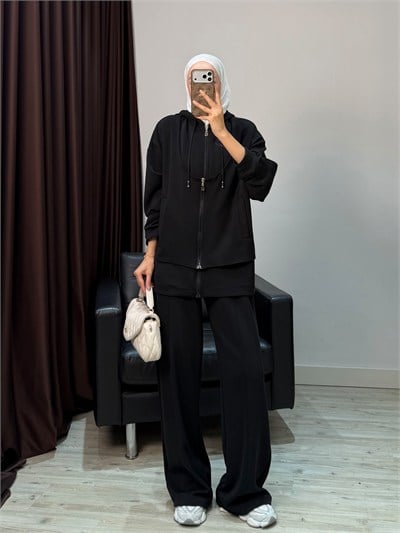 YENİ YELEK DETAYLI STELLA OYSHO KUMAŞ SİYAH