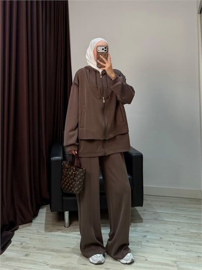 YENİ YELEK DETAYLI STELLA OYSHO TAKIM KAHVE