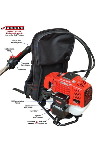 555 Sx E-start Elektronik Marşlı Motorlu Sırt Tırpan 2.8hp