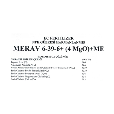 Merav 6-39-6 +4(Mgo)+ 3 Zn + Me 1 kg Toz Bitki Coşturan Yaprak Gübresi