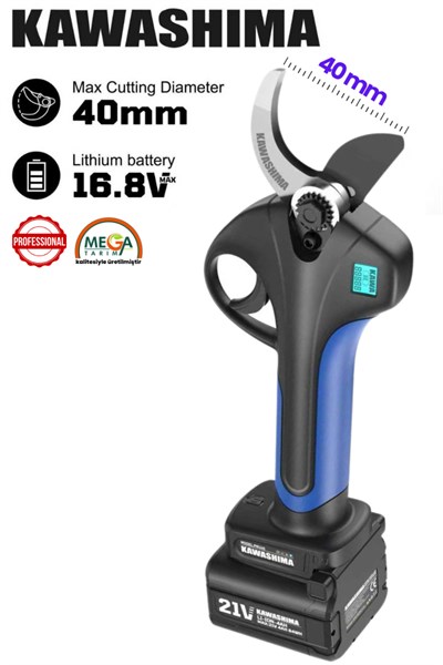 Parmak Sensörlü 40mm Çift Akülü Budama Makası (16.8v 4AH 67.2WH) Yedek Bıçak Takımı Hediyli