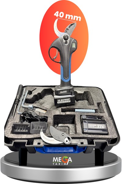 Parmak Sensörlü 40mm Çift Akülü Budama Makası (16.8v 4AH 67.2WH) Yedek Bıçak Takımı Hediyli