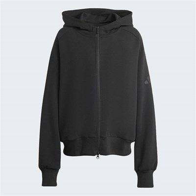 Soft Lux Tam Boy Fermuarlı Kapüşonlu Üst