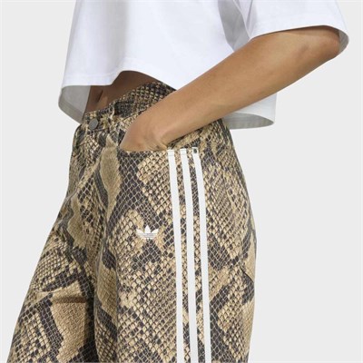 Snake Print Denim Loose Pantolon