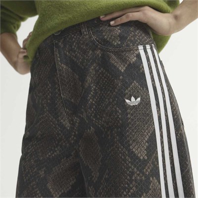 Snake Print Denim Loose Pantolon