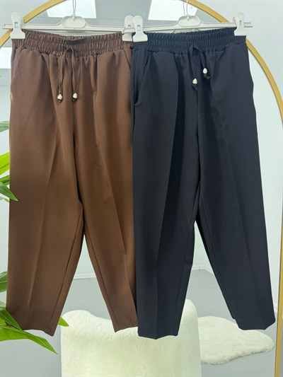 Beli Lastikli Cep Detaylı İkili Pantolon Siyah