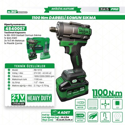 AKÜLÜ SOM.SIK.DARB.1100 21V4A S30 RB-1010 HAİSPRO