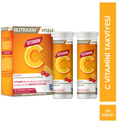 Nutraxin Vitals Vitamin-C 28 Çiğneme Tableti