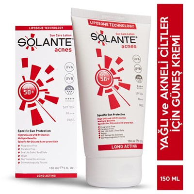 Solante Acnes Spf 50 150 ML Yağsız Güneş Kremi