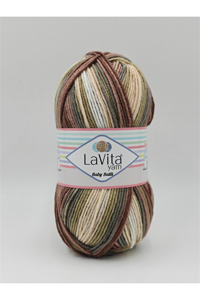 Baby Batik Çok Renkli El Örgü İpi %100 Akrilik 100gr (BY17 KAHVE BEJ)