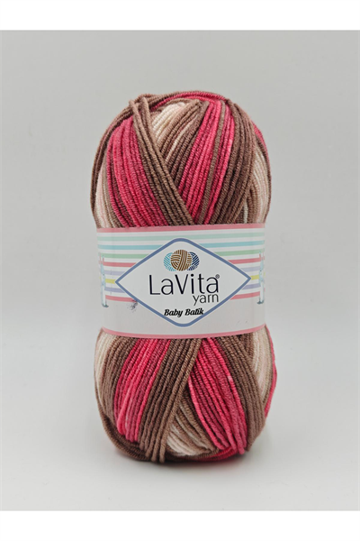 Baby Batik Çok Renkli El Örgü İpi %100 Akrilik 100gr (BY16 VİŞNE KAHVE)