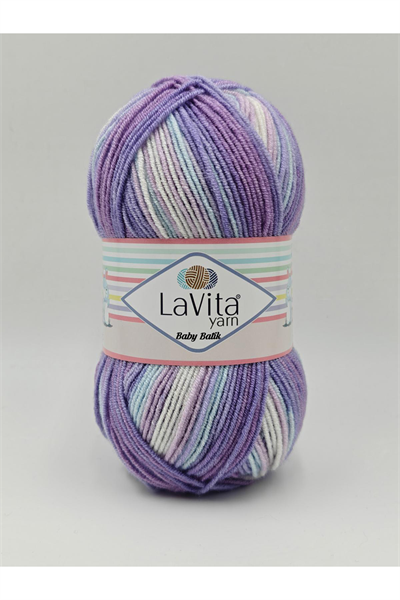 Baby Batik Çok Renkli El Örgü İpi %100 Akrilik 100gr (BY14 MOR LİLA)