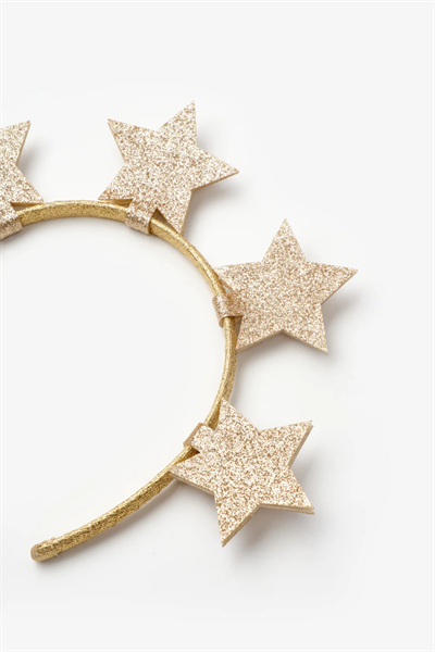 5li Yıldız Figürlü Kız Çocuk Taç Altın | Noblekids