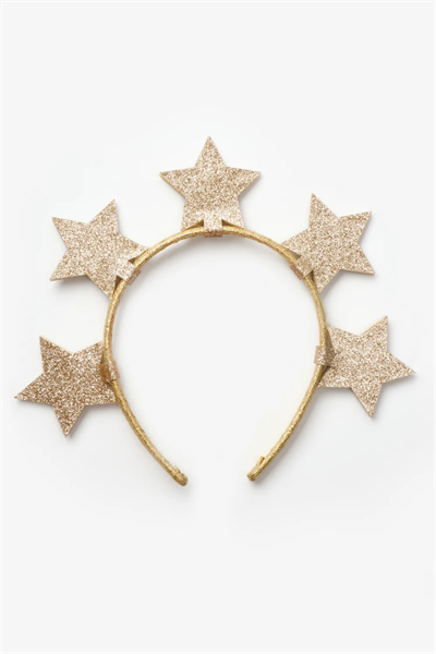 5li Yıldız Figürlü Kız Çocuk Taç Altın | Noblekids