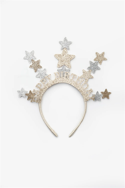 Altın Yıldızlı Happy Birthday Kız Çocuk Taç | Noblekids