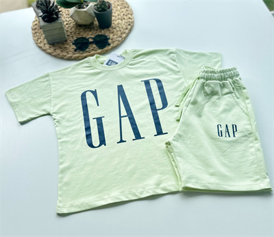 Çocuk Logo Baskılı Tişört ve Şort Takım Nane Yeşili