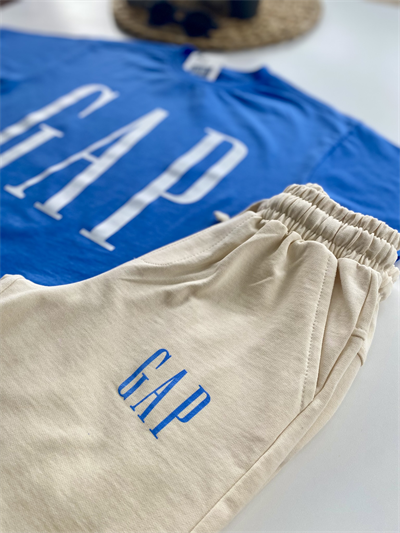 Baskılı Erkek Çocuk Şortlu Takım – Mavi/Krem