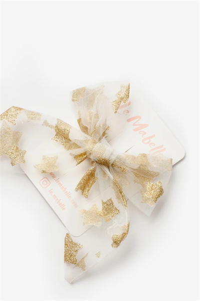 Beyaz Simli Yıldızlı Tül Kız Çocuk Klips Toka