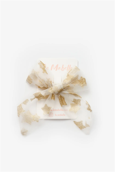 Beyaz Simli Yıldızlı Tül Kız Çocuk Klips Toka