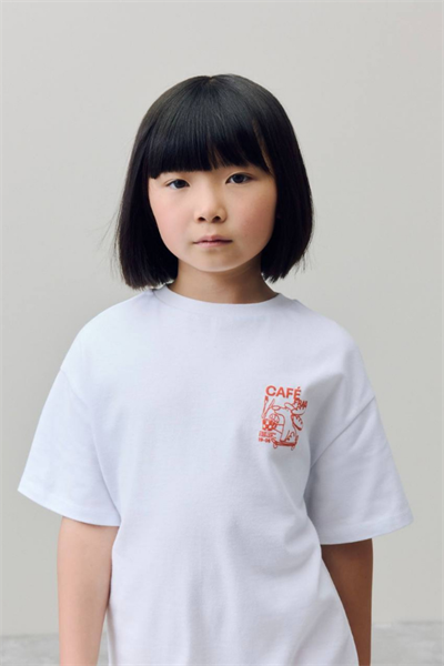 Kız Çocuk Yazı Baskılı Tişört Ekru