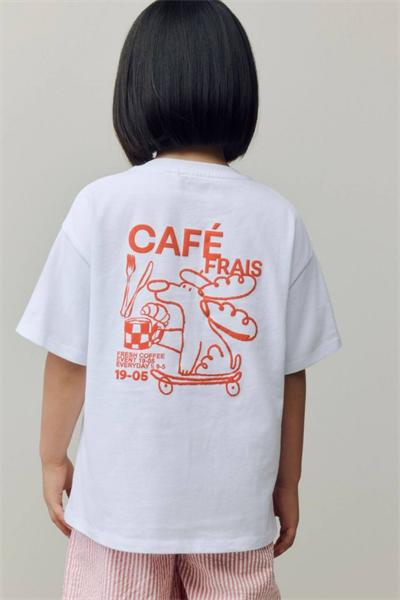 Kız Çocuk Yazı Baskılı Tişört Ekru