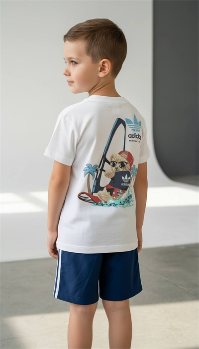 Erkek Çocuk Capybara Baskılı Tişört ve Şort Takım Mavi