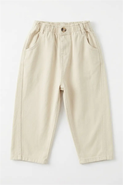Çocuk Balon Denim Pantolon Krem