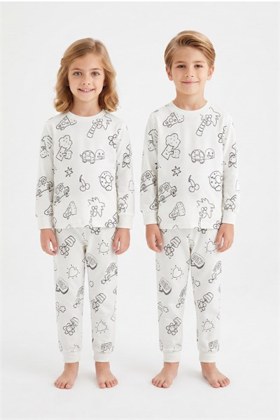 Çocuk Yeniden Boyanabilir Pijama Takımı ve 6lı Boya Kalem Seti