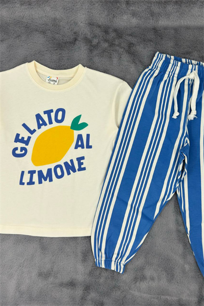 Çocuk Limon Baskılı Tişört ve Pantolon Takım