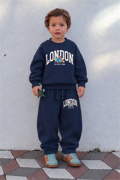 Çocuk London Sweatshirt ve Barrel Eşofman Altı Lacivert