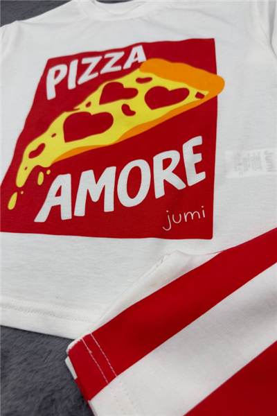 Çocuk Pizza Baskılı Tişört Şort Takım