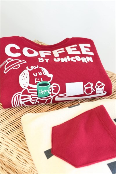 Çocuk Sırt Baskılı Sweatshirt ve Eşofman Takım Kırmızı
