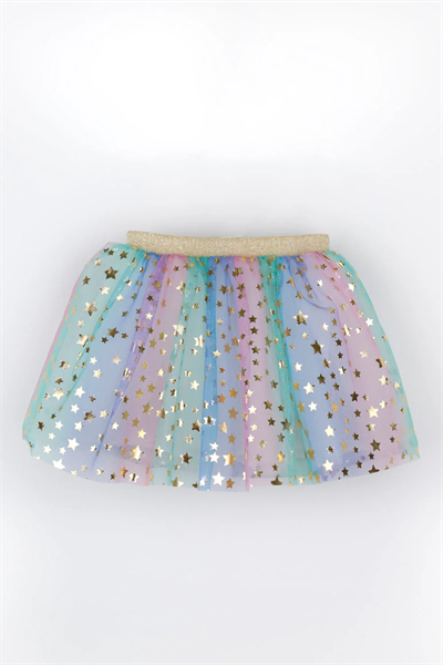Çok Renkli Yıldız Baskılı Kız Çocuk Tül Etek - Pauline